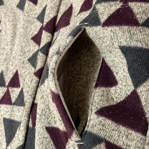 North Face Crescent Wrap Fleece Jacket Toggle Button Peyote Beige Aztec Sweater